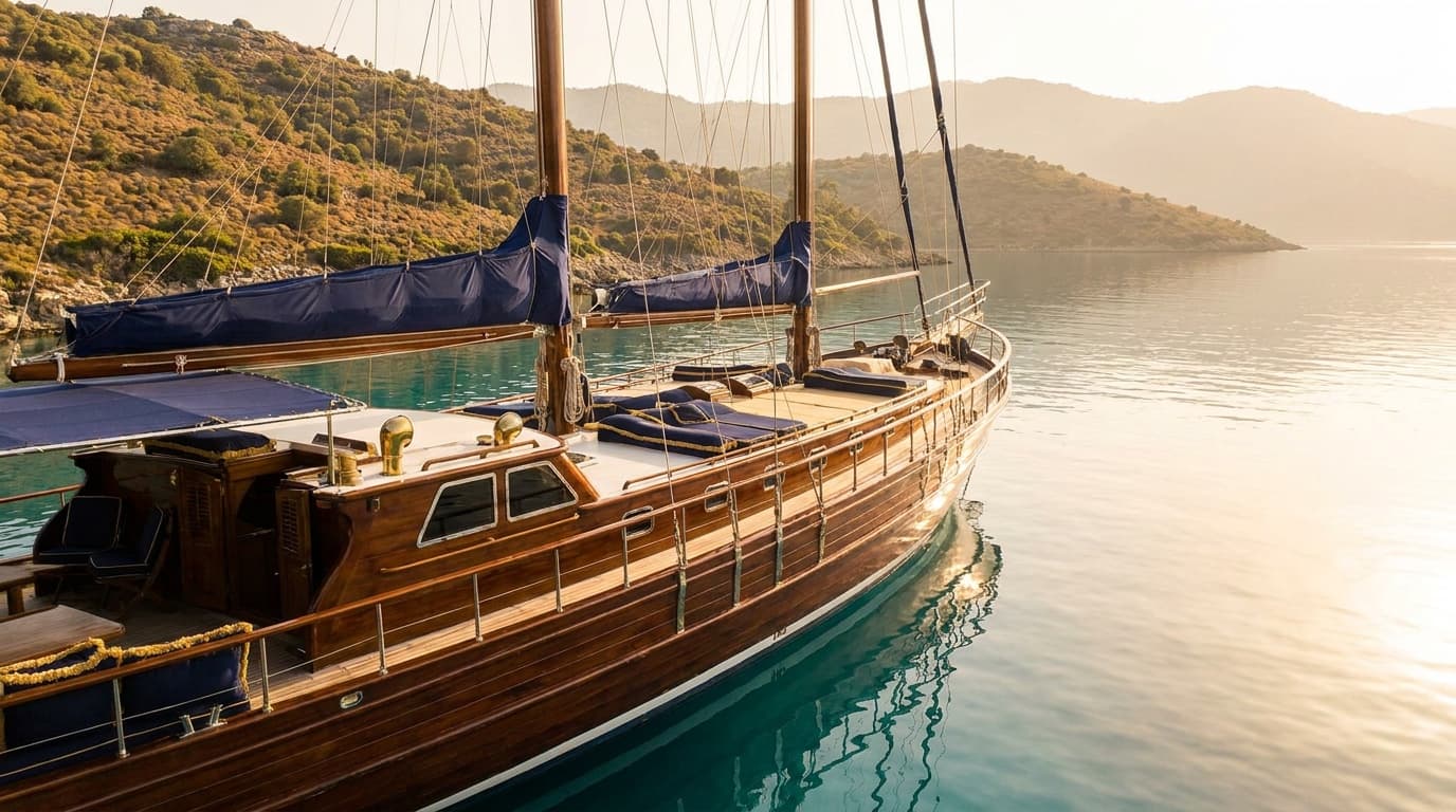 Galene — the floating teak bar on the Aegean sea